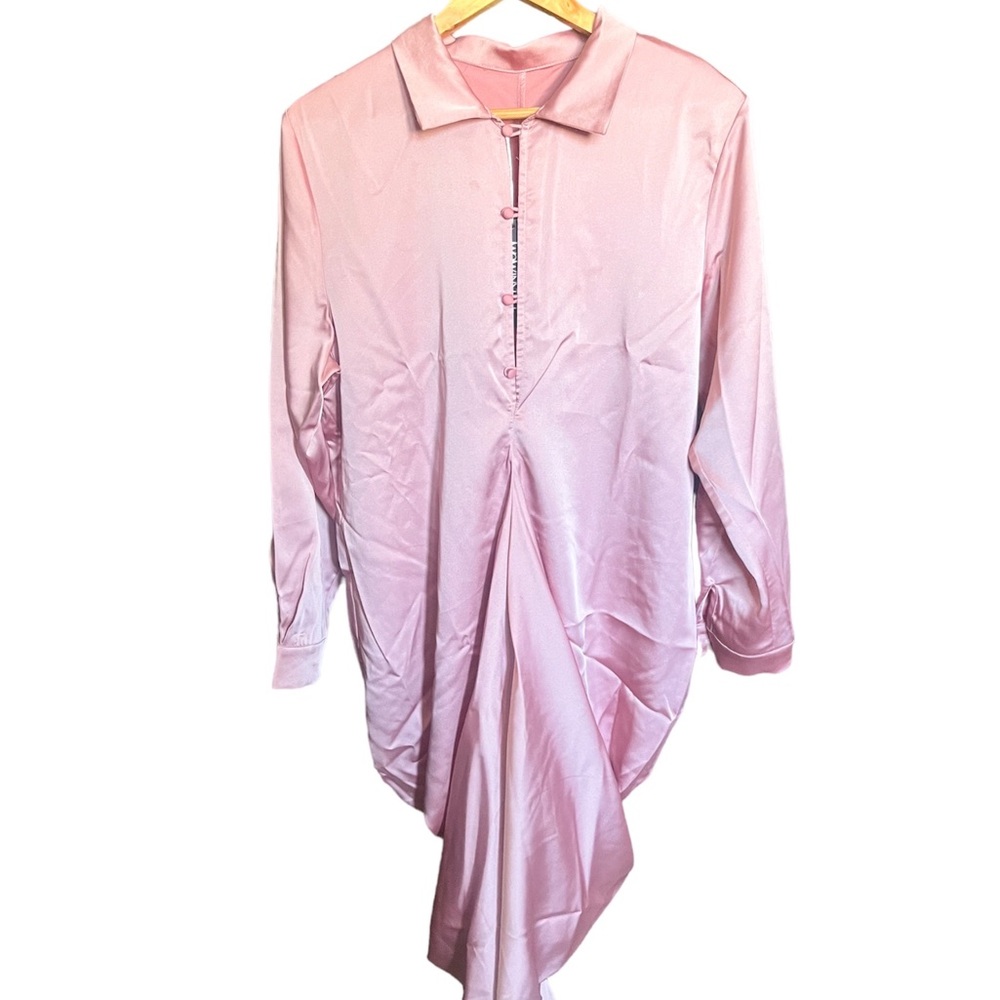 TwoTwinStyle Wrinkled Shirt Dress